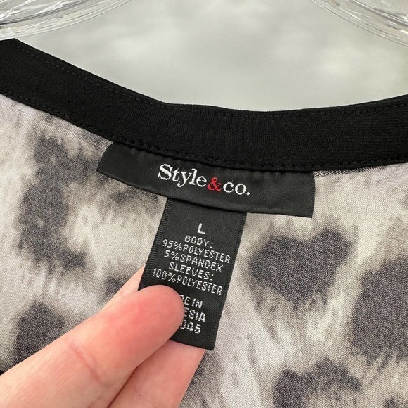 Style & Co Leopard Bell Sleeve Tunic Blouse Mini Dress - Picture 4 of 6